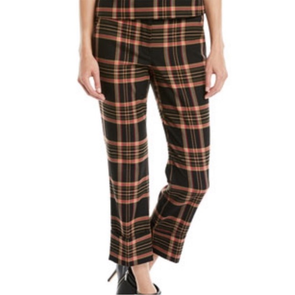 Trina Turk Estevan Black Plaid Checker Cropped Trousers Pants - 2 - Picture 3 of 15